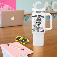 Tired Moms Coffee Club Tumbler With Handle Funny Skeleton Drinking Coffee Lover