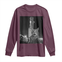 Funny Cat Selfie Lunar Mission 2026 Long Sleeve Shirt
