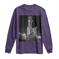 Funny Cat Selfie Lunar Mission 2026 Long Sleeve Shirt