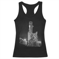 Funny Cat Selfie Lunar Mission 2026 Racerback Tank Top