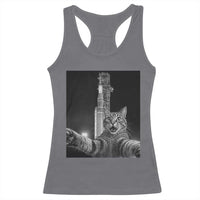 Funny Cat Selfie Lunar Mission 2026 Racerback Tank Top