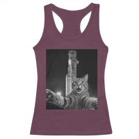 Funny Cat Selfie Lunar Mission 2026 Racerback Tank Top