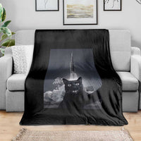 Funny Black Cat Selfie Throw Blanket Back To The Moon Mission 2026