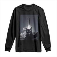 Funny Black Cat Selfie Long Sleeve Shirt Back To The Moon Mission 2026