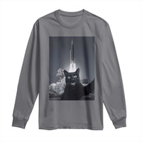 Funny Black Cat Selfie Long Sleeve Shirt Back To The Moon Mission 2026
