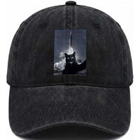 Funny Black Cat Selfie Washed Cotton Baseball Cap Back To The Moon Mission 2026