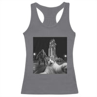 Funny Cat Selfie with Bigfoot Racerback Tank Top Back To The Moon Mission 2026