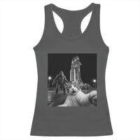 Funny Cat Selfie with Bigfoot Racerback Tank Top Back To The Moon Mission 2026