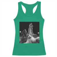 Funny Cat Selfie with Bigfoot Racerback Tank Top Back To The Moon Mission 2026
