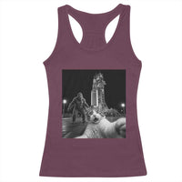 Funny Cat Selfie with Bigfoot Racerback Tank Top Back To The Moon Mission 2026
