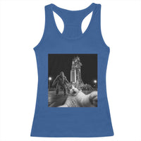 Funny Cat Selfie with Bigfoot Racerback Tank Top Back To The Moon Mission 2026