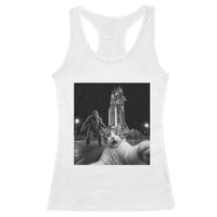 Funny Cat Selfie with Bigfoot Racerback Tank Top Back To The Moon Mission 2026