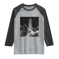Funny Cat Selfie with Bigfoot Raglan Shirt Back To The Moon Mission 2026