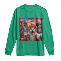 250 Years Of Freedom Long Sleeve Shirt Funny Cat Selfie 4th of July Party