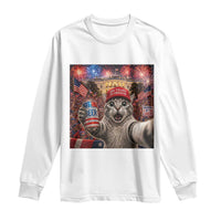 250 Years Of Freedom Long Sleeve Shirt Funny Cat Selfie 4th of July Party