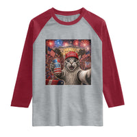 250 Years Of Freedom Raglan Shirt Funny Cat Selfie 4th of July Party