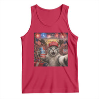 250 Years Of Freedom Tank Top Funny Cat Selfie 4th of July Party