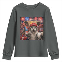 250 Years Of Freedom Youth Sweatshirt Funny Cat Selfie 4th of July Party