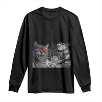 Funny Cat Selfie 4th of July Long Sleeve Shirt Patriotic Eagle American Flag Gift