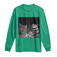 Funny Cat Selfie 4th of July Long Sleeve Shirt Patriotic Eagle American Flag Gift
