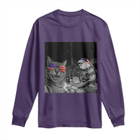 Funny Cat Selfie 4th of July Long Sleeve Shirt Patriotic Eagle American Flag Gift