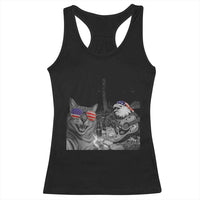 Funny Cat Selfie 4th of July Racerback Tank Top Patriotic Eagle American Flag Gift