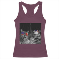 Funny Cat Selfie 4th of July Racerback Tank Top Patriotic Eagle American Flag Gift