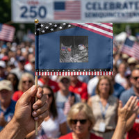Funny Cat Selfie 4th of July Patriotic Handheld Flag Eagle American Flag Gift