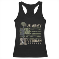 US Arrny Veteran Racerback Tank Top Proud Soldier USA Flag Camouflage Military - Wonder Print Shop
