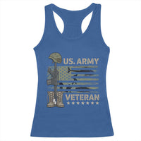 US Arrny Veteran Racerback Tank Top Proud Soldier USA Flag Camouflage Military - Wonder Print Shop