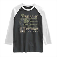 US Arrny Veteran Raglan Shirt Proud Soldier USA Flag Camouflage Military - Wonder Print Shop