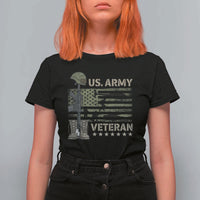 US Arrny Veteran T Shirt For Women Proud Soldier USA Flag Camouflage Military - Wonder Print Shop
