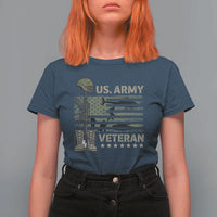 US Arrny Veteran T Shirt For Women Proud Soldier USA Flag Camouflage Military - Wonder Print Shop