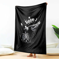 Black Cat Halloween Throw Blanket Skeleton Hand Boop - Wonder Print Shop