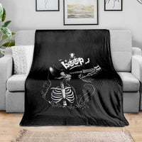 Black Cat Halloween Throw Blanket Skeleton Hand Boop - Wonder Print Shop