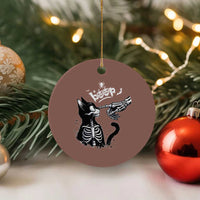 Black Cat Halloween Ceramic Ornament Skeleton Hand Boop - Wonder Print Shop