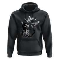 Black Cat Halloween Hoodie Skeleton Hand Boop - undefined