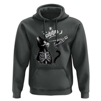 Black Cat Halloween Hoodie Skeleton Hand Boop - undefined