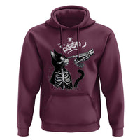 Black Cat Halloween Hoodie Skeleton Hand Boop - undefined