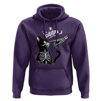 Black Cat Halloween Hoodie Skeleton Hand Boop - undefined