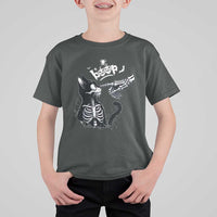 Black Cat Halloween T Shirt For Kid Skeleton Hand Boop - Wonder Print Shop