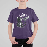Black Cat Halloween T Shirt For Kid Skeleton Hand Boop - Wonder Print Shop
