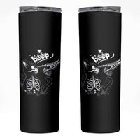 Black Cat Halloween Skinny Tumbler Skeleton Hand Boop - Wonder Print Shop