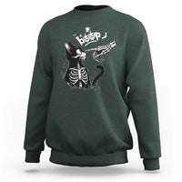 Black Cat Halloween Sweatshirt Skeleton Hand Boop - Wonder Print Shop
