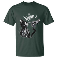 Black Cat Halloween T Shirt Skeleton Hand Boop - Wonder Print Shop