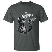 Black Cat Halloween T Shirt Skeleton Hand Boop - Wonder Print Shop
