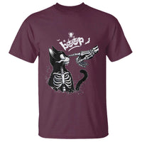 Black Cat Halloween T Shirt Skeleton Hand Boop - Wonder Print Shop