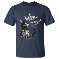 Black Cat Halloween T Shirt Skeleton Hand Boop - Wonder Print Shop