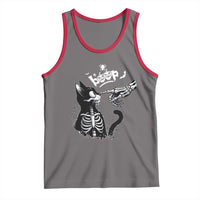 Black Cat Halloween Tank Top Skeleton Hand Boop - Wonder Print Shop