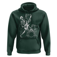 Rock Skeleton Cat Playing Guitar Hoodie Funny Halloween Kitty Music Lovers - Wonder Print Shop